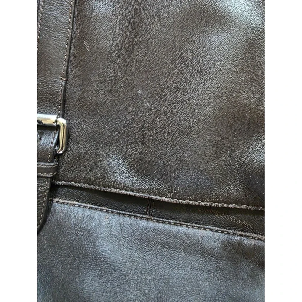 Cole Haan Brown Leather Distressed Messenger Crossbody Bag Work School 16x10x3